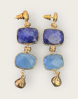 GAS BIJOUX - Boucles d'oreilles SILENE petit modèle dorées - Saphir et Apatite
