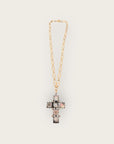 GAS BIJOUX - Collier CARRERA doré à l'or fin - Croix en nacre grise