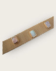 GAS BIJOUX - Bracelet TOTEM grand modèle doré à l'or fin - Quartz rose et vert - Taille 2