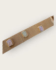 GAS BIJOUX - Bracelet TOTEM grand modèle doré à l'or fin - Quartz rose et vert - Taille 2