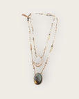 GAS BIJOUX - Collier SCAPULAIRE KALI doré à l'or fin - Nacre et Labradorite avec de la poudre d'or