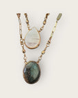 GAS BIJOUX - Collier SCAPULAIRE KALI doré à l'or fin - Nacre et Labradorite avec de la poudre d'or