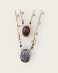 GAS BIJOUX - Collier scapulaire OVO doré à l'or fin - Calcédoine et Quartz fumé
