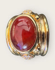 GAS BIJOUX - Bague SIMONE dorée à l'or fin - Cornaline et cristaux de swarowski- Taille L