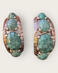 GAS BIJOUX - Boucles d'oreilles créoles OREA argentées avec turquoise - NOUVEAU MODELE