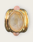 GAS BIJOUX - Bague SIMONE dorée à l'or fin - Hématoide jaune et quartz rose - Taille XL