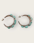 GAS BIJOUX - Boucles d'oreilles créoles OREA argentées avec turquoise - NOUVEAU MODELE