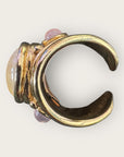 GAS BIJOUX - Bague SIMONE dorée à l'or fin - Hématoide jaune et quartz rose - Taille XL