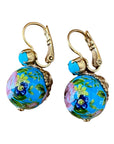 GAS BIJOUX - Boucles d'oreilles mini boules chinoises dorées - bleues