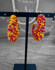 GAS BIJOUX - Boucles d'oreilles IZZIA petit modèle dorées - Jaune et rouge