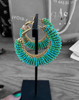 GAS BIJOUX - Boucles d'oreilles IZZIA turquoise grand modèle dorées