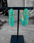 GAS BIJOUX - Boucles d'oreilles IZZIA turquoise grand modèle dorées