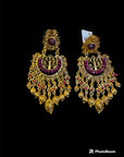 GAS BIJOUX - Boucles d'oreilles CHANA dorées métal à l'or fin et perles bordeaux