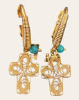 GAS BIJOUX - Boucles d'oreilles TAO CROIX YUCA dorées à l'or fin