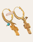 GAS BIJOUX - Boucles d'oreilles TAO CROIX YUCA dorées à l'or fin