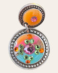 GAS BIJOUX - Boucles d'oreilles SEQUINS argentées - Tons orange et turquoise