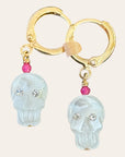 GAS BIJOUX - Boucles d'oreilles TAI - Tête de mort en nacre dorées à l'or fin
