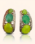 GAS BIJOUX - Boucles d’oreilles OREA dorées à l’or fin - Tons de verts