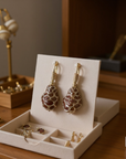 GAS BIJOUX - Boucles d’oreilles TAO BIWA émail marron dorées à l’or fin