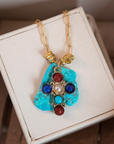 GAS BIJOUX - Collier BELLAVITA - Pierre de turquoise avec croix CRUZITA - Pièce unique