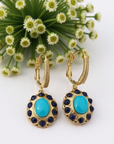 GAS BIJOUX - Boucles d'oreilles TAO splash dorées à l'or fin - Tons de bleus
