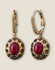 GAS BIJOUX - Boucles d'oreilles dorées à l'or fin - Jaspe rouge et cristaux marron