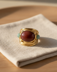 GAS BIJOUX - Bague SIMONE dorée à l'or fin - Jaspe rouge et aventurine - Taille XL