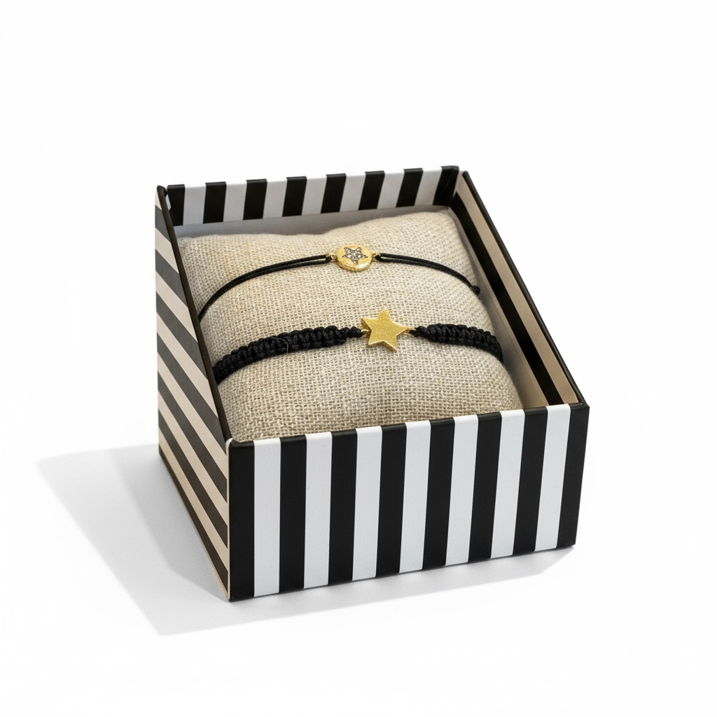 BY GARANCE -  COFFRETS DE BRACELETS CORDONS NOIRS AVEC CHARMS - 8 BOX AU CHOIX