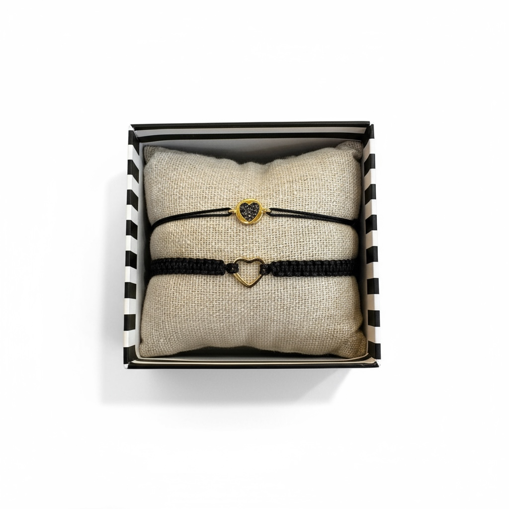 BY GARANCE -  COFFRETS DE BRACELETS CORDONS NOIRS AVEC CHARMS - 8 BOX AU CHOIX