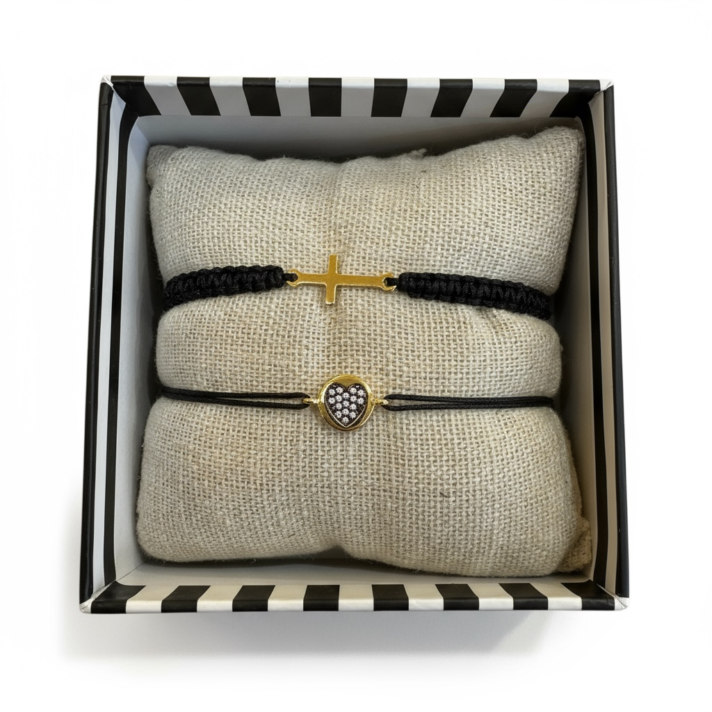 BY GARANCE -  COFFRETS DE BRACELETS CORDONS NOIRS AVEC CHARMS - 8 BOX AU CHOIX