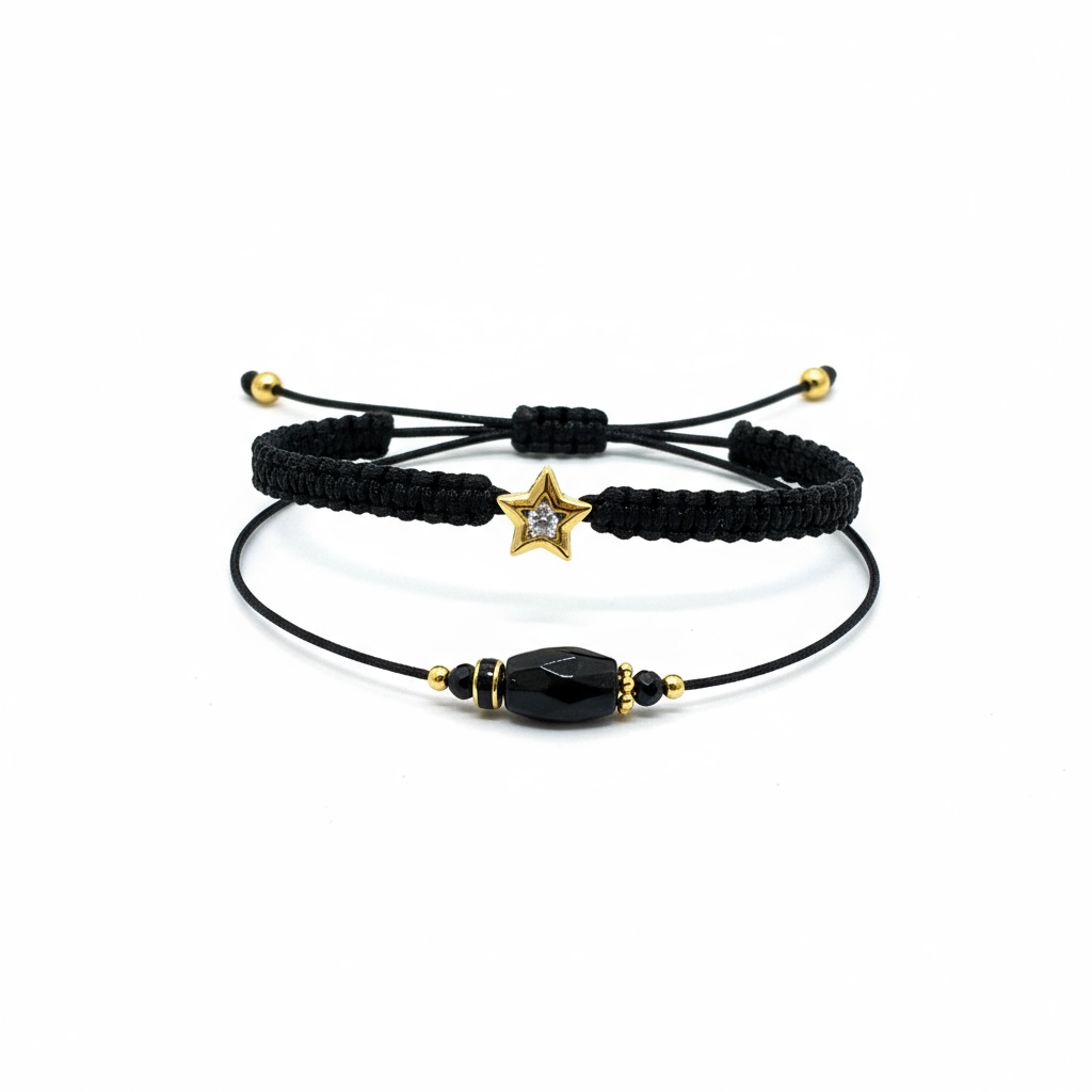 BY GARANCE -  COFFRETS DE BRACELETS CORDONS NOIRS AVEC CHARMS - 8 BOX AU CHOIX