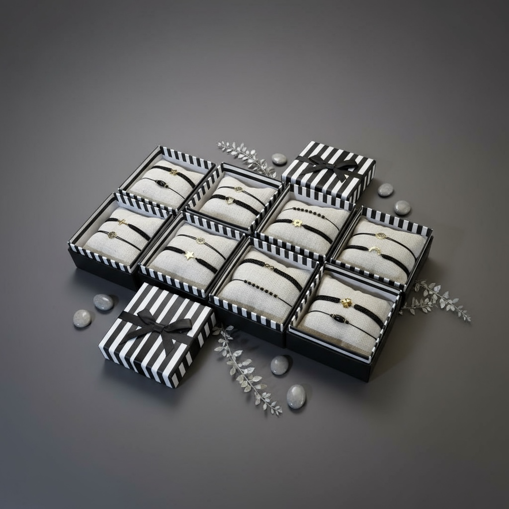 BY GARANCE -  COFFRETS DE BRACELETS CORDONS NOIRS AVEC CHARMS - 8 BOX AU CHOIX