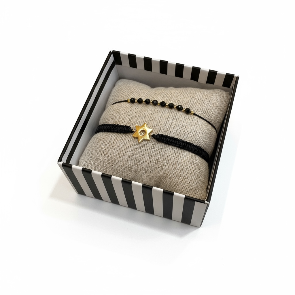 BY GARANCE -  COFFRETS DE BRACELETS CORDONS NOIRS AVEC CHARMS - 8 BOX AU CHOIX