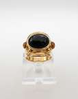 GAS BIJOUX - Bague SIMONE dorée à l'or fin - Obsidienne et oeil de tigre - Taille M