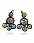 GAS BIJOUX - Boucles d'oreilles SEQUIN DEUX RANGS base noire
