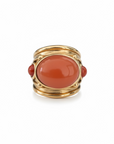 GAS BIJOUX - Bague SIMONE dorée à l'or fin - Cornaline et Jaspe rouge - Taille L