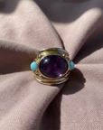GAS BIJOUX - Bague SIMONE dorée l'or fin - Améthyste et aventurine - TAILLE XL
