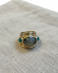 GAS BIJOUX - Bague SIMONE dorée à l'or fin - Jaspe kambala et Aventurine - TAILLE L
