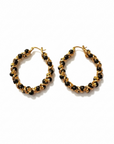 GAS BIJOUX - Boucles d'oreilles EURYDICE moyen modèle dorées à l'or fin - Onyx noir