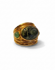 GAS BIJOUX - Bague SIMONE dorée à l'or fin - Jaspe Kambala et Aventurine - Taille XL