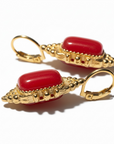 GAS BIJOUX - Boucles d'oreilles SERTI TALISMAN dorées à l'or fin - CORNALINE