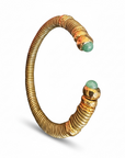 GAS BIJOUX - BRACELET SARI BIS doré à l'or fin - CUIR KAKI et AVENTURINE