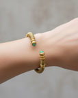 GAS BIJOUX - BRACELET SARI BIS doré à l'or fin - CUIR KAKI et AVENTURINE