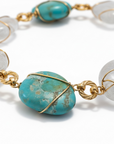 GAS BIJOUX - COLLIER RAINBOW MULTI GRAND MODÈLE doré à l'or fin - Cristal de Roche et Turquoise