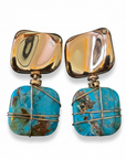 GAS BIJOUX - BOUCLES D'OREILLES CLIPS dorées à l'or fin - TURQUOISE
