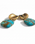 GAS BIJOUX - BOUCLES D'OREILLES CLIPS dorées à l'or fin - TURQUOISE