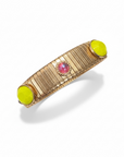 GAS BIJOUX - BRACELET STRADA moyen modèle doré à l'or fin - Cabochons Anis et Rose
