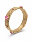 GAS BIJOUX - BRACELET STRADA moyen modèle doré à l'or fin - Cabochons tons de roses