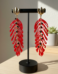 GAS BIJOUX - BOUCLES D'OREILLES CAVALLO dorées à l'or fin - Acétate rouge - RARE