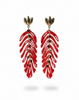 GAS BIJOUX - BOUCLES D'OREILLES CAVALLO dorées à l'or fin - Acétate rouge - RARE
